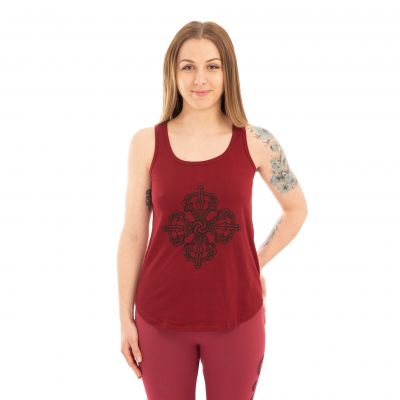 Bawełniana odzież do jogi Podwójne Dordże i Czakry – czerwona - - top L/XL Nepal