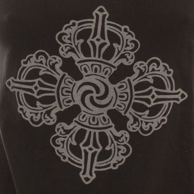 Bawełniana odzież do jogi Podwójne Dordże i Czakry – czarna - - komplet top + legginsy L/XL Nepal