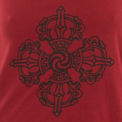 Bawełniana odzież do jogi Podwójne Dordże i Czakry – czerwona - - top S/M Nepal