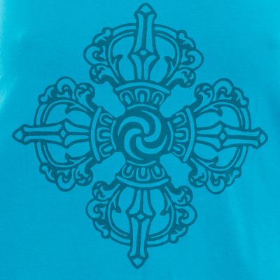 Bawełniana odzież do jogi Podwójne Dordże i Czakry – niebieska - - komplet top + legginsy L/XL Nepal