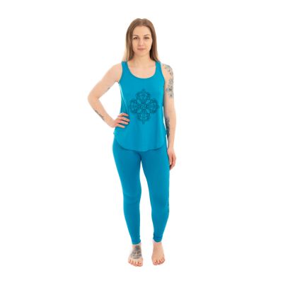 Bawełniana odzież do jogi Podwójne Dordże i Czakry – niebieska - - komplet top + legginsy S/M Nepal