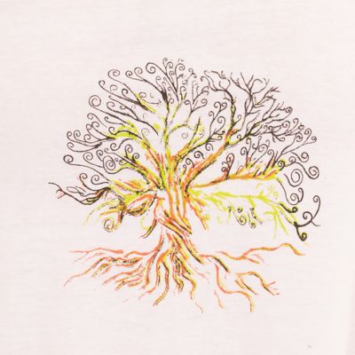 Bawełniana odzież do jogi Drzewo życia i Czakry – biała - - top S/M Nepal