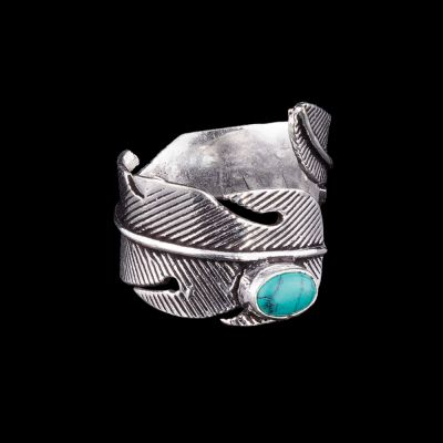 Pierścień z niemieckiego srebra Sadiki | turkus, kamień księżycowy, onyks