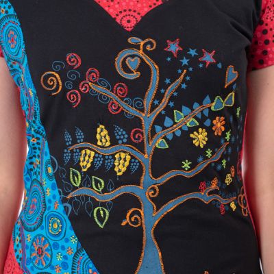 Damska koszulka etno z krótkim rękawem Drzewo życia Nepal