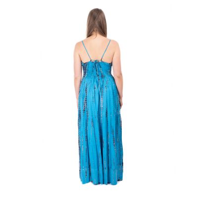Długa lazurowoniebieska sukienka batikowa Kantima Cyan Thailand