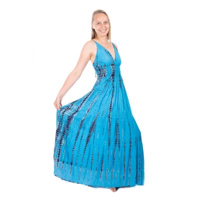 Długa lazurowoniebieska sukienka batikowa Kantima Cyan | UNI