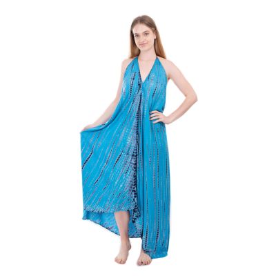 Długa batikowa sukienka niebieska Tripta Cyan Thailand