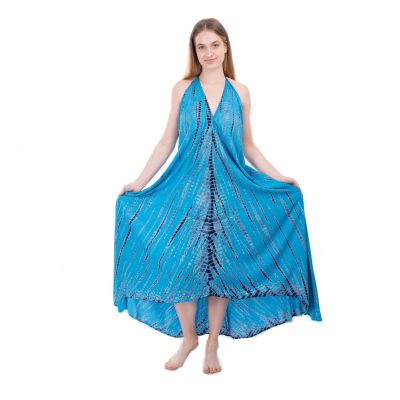Długa batikowa sukienka niebieska Tripta Cyan | UNI
