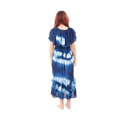 Długa batikowa sukienka z falbankami Annabelle Blue Thailand