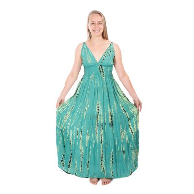 Długa miętowa sukienka batikowa Kantima Mint | UNI