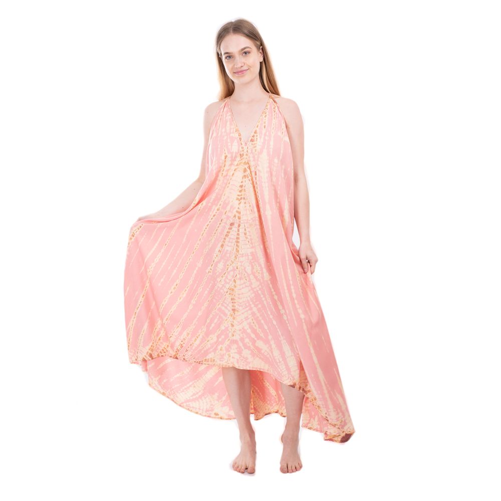 Długa batikowa sukienka różowa Tripta Light Pink Thailand