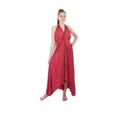 Długa batikowa sukienka bordowa Tripta Burgundy Thailand