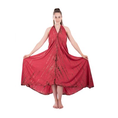 Długa batikowa sukienka bordowa Tripta Burgundy Thailand