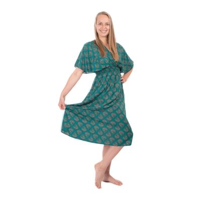 Sukienka etno z rękawami kimono Doralia zielona India