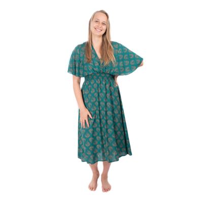 Sukienka etno z rękawami kimono Doralia zielona | L/XL