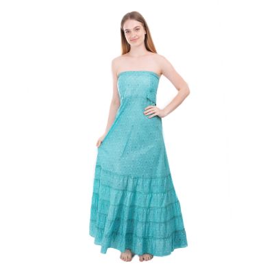 Indyjska sukienka bez ramiączek Allegria turkusowa | UNI