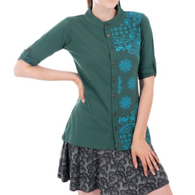 Koszula damska zielona z wzorem paisley Anberia Green Nepal