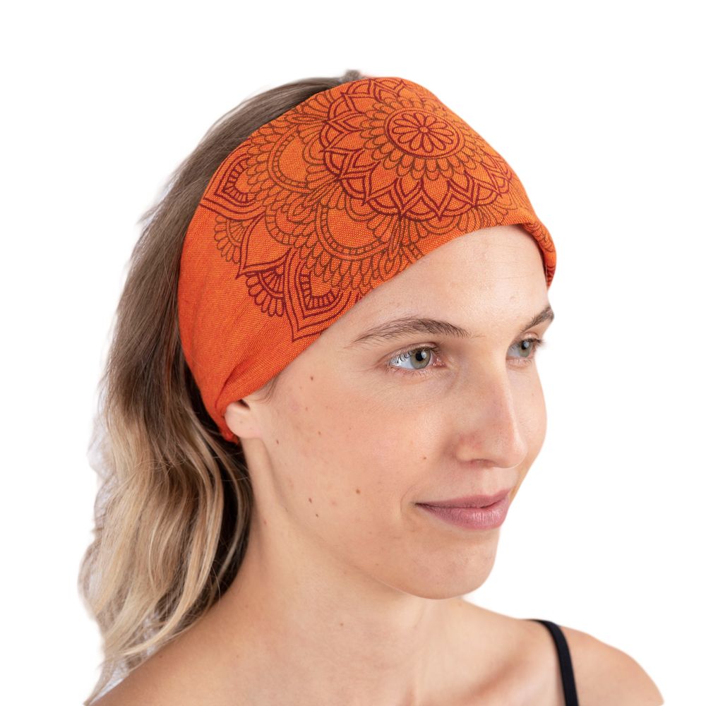 Opaska na głowę z nadrukiem mandali Ismerie Orange Nepal