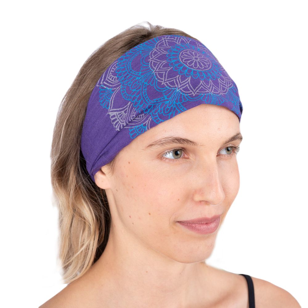 Opaska na głowę z nadrukiem mandali Ismerie Purple Nepal