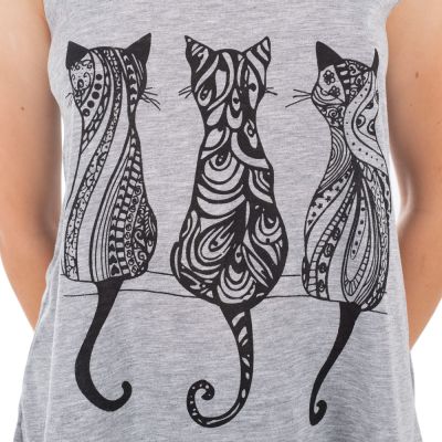 Damska koszulka bez rękawów Darika Cats Grey Thailand