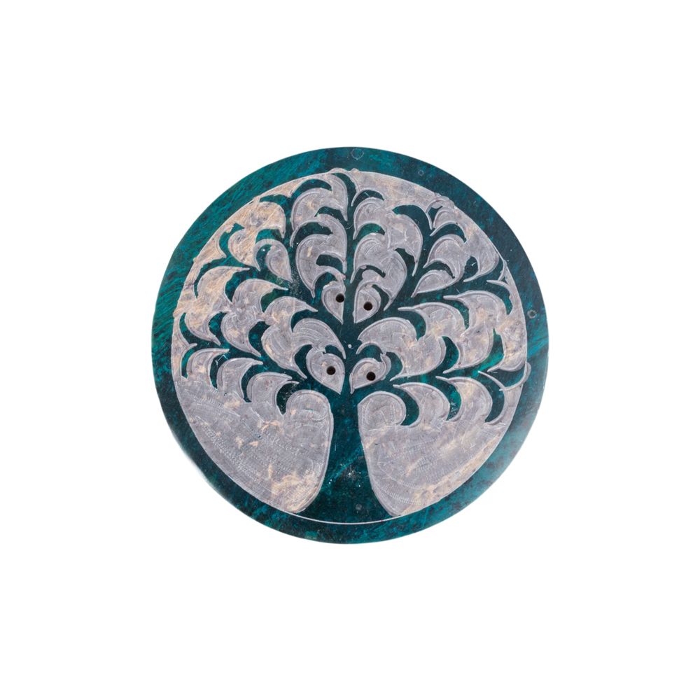 Marmurowy stojak na kadzidełka Drzewo życia – niebieski India