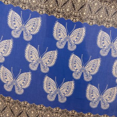 Sarong / pareo / chusta plażowa z motylami Butterflies Blue Thailand