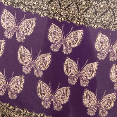 Sarong / pareo / chusta plażowa z motylami Butterflies Purple Thailand