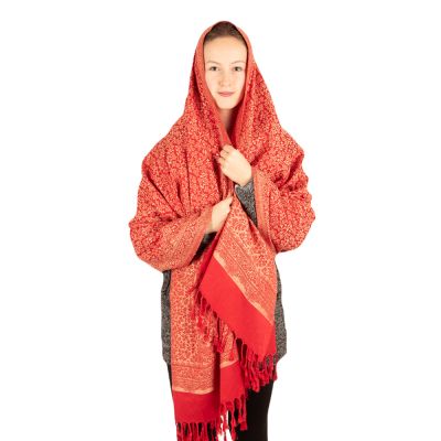 Akrylowa chusta / krata Damini Red Large India