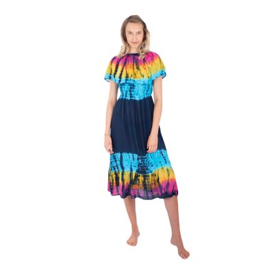 Długa batikowa sukienka z falbankami Annabelle Twilight | UNI