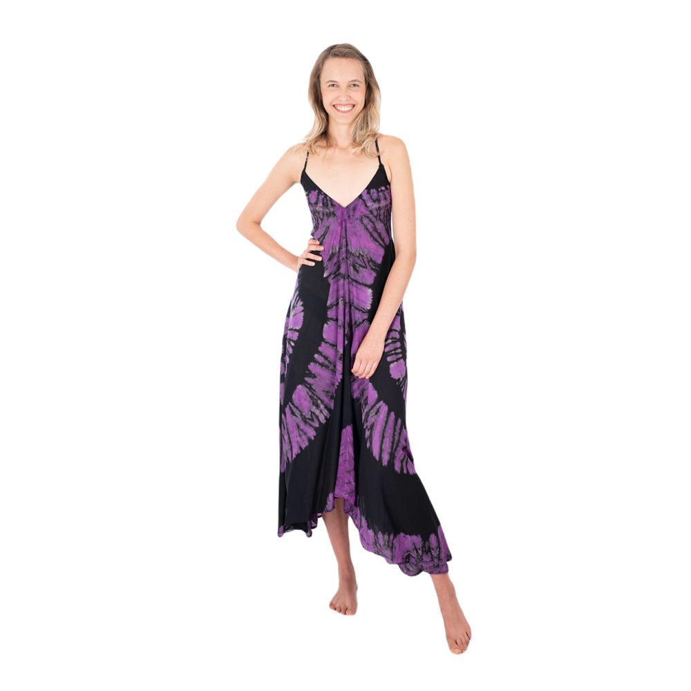 Długa batikowa sukienka Tripta Purple-Black Thailand