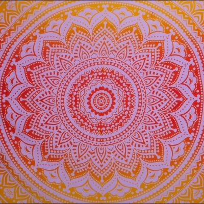 Bawełniana narzuta Mandala - czerwono-żółta 2 India