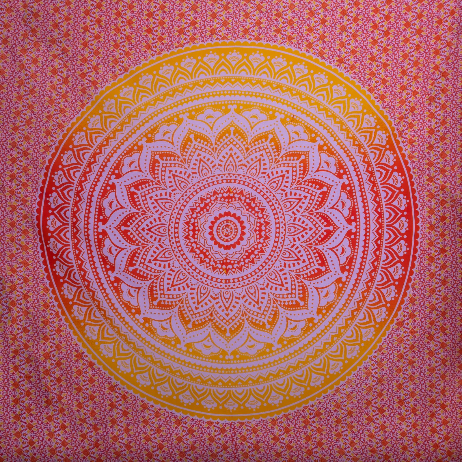 Bawełniana narzuta Mandala - czerwono-żółta 2 India