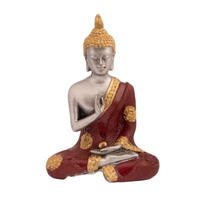 Statuetka z żywicy Budda w czerwonej szacie