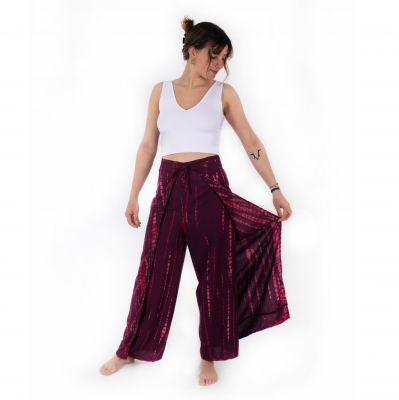 Spodnie zawijane batikowe Bayani Magenta Thailand