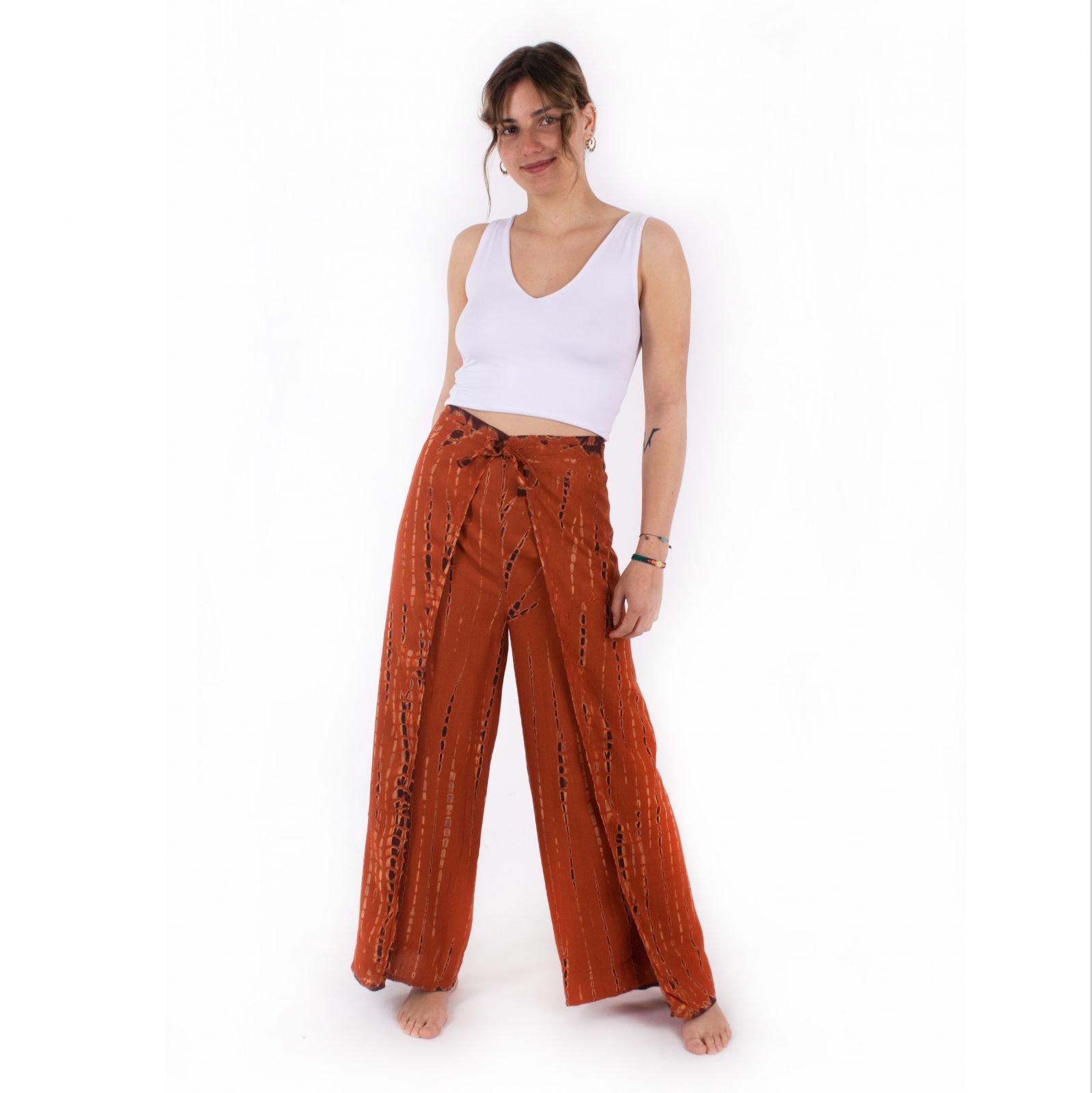 Spodnie zawijane batikowe Bayani Orange Thailand
