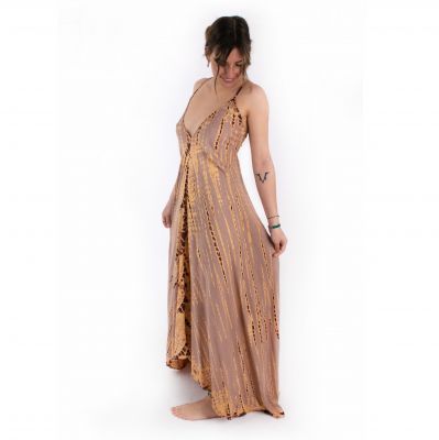 Długa batikowa sukienka szara Tripta Greyish-Brown Thailand