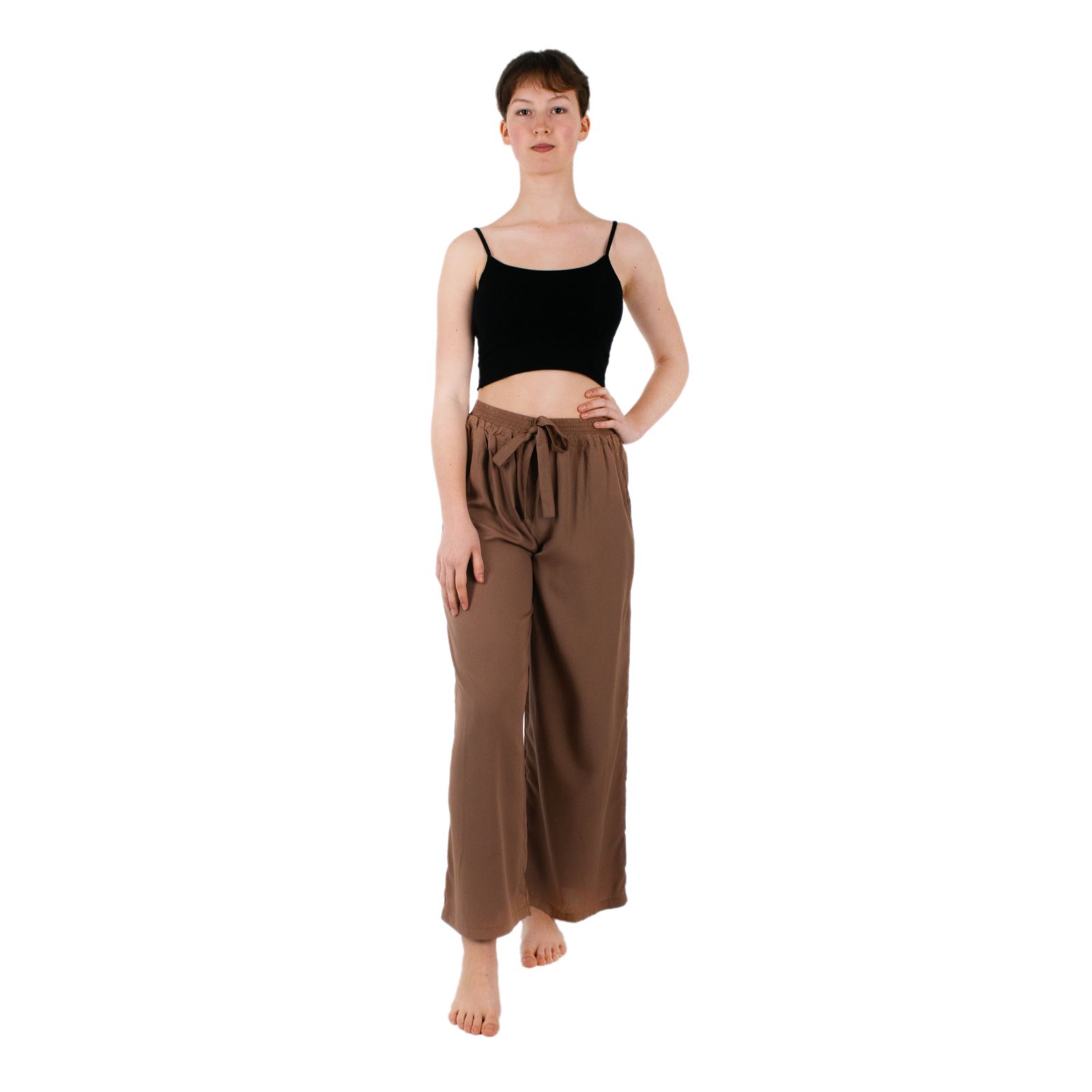 Spodnie jednokolorowe Sarai Cinnamon brown Thailand