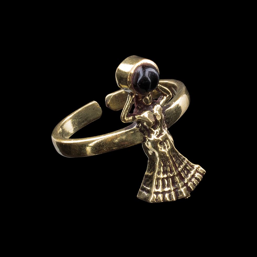 Pierścień na stopę z mosiądzu Nefertari Czarny onyks 1 India