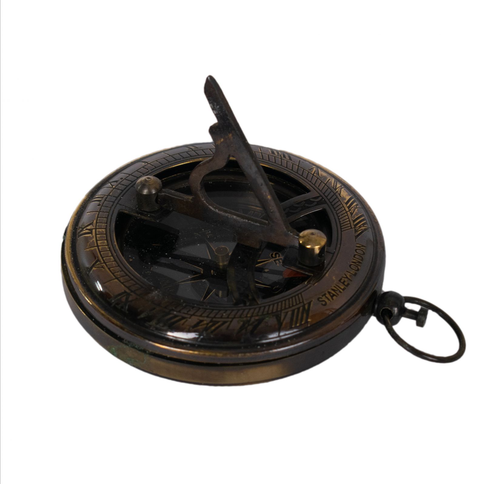 Retro mosiężny kompas Stanley London Sundial India