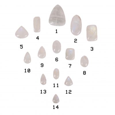 Cięty kamień półszlachetny – Kamień księżycowy | 1, 3, 4, 6, 7, 8, 9, 10, 11, 12, 13, 14