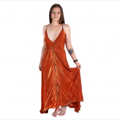 Długa batikowa sukienka pomarańczowa Tripta Orange | UNI