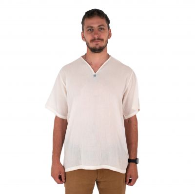Kurta Lamon Cream - męska koszula z krótkim rękawem | S, M, L, XL, XXL, XXXL