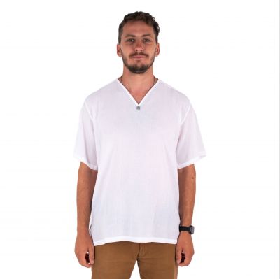 Kurta Lamon White - męska koszula z krótkim rękawem | S, M, L, XL, XXL, XXXL