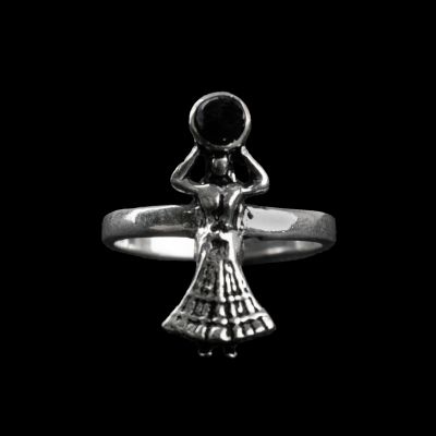 Pierścień na stopę z niemieckiego srebra Nefertari Czarny onyks 2