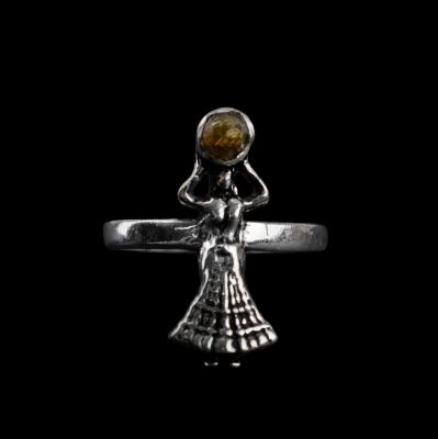 Pierścień na stopę z niemieckiego srebra Nefertari Tygrysie oko