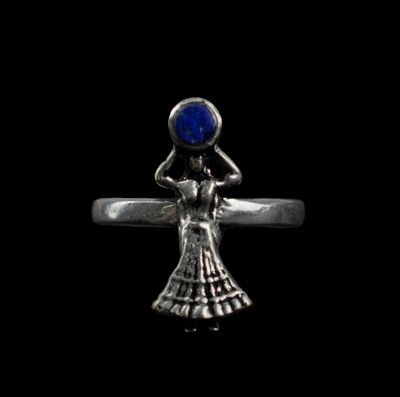 Pierścień na stopę z niemieckiego srebra Nefertari Lapis lazuli