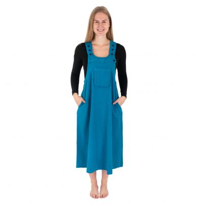 Bawełniana sukienka ogrodniczka lazurowo niebieska Jayleen Cyan | S/M, L/XL, XXL
