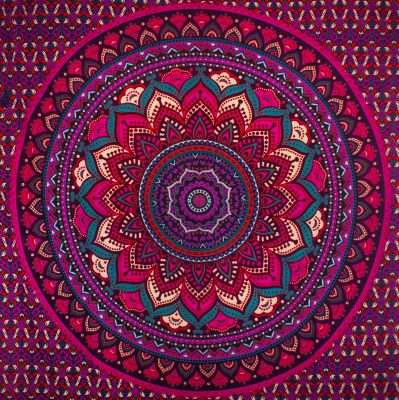 Bawełniana narzuta Mandala lotosowa – fioletowy India