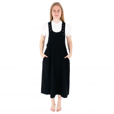 Bawełniana sukienka ogrodniczka czarna Jayleen Black | S/M, L/XL, XXL