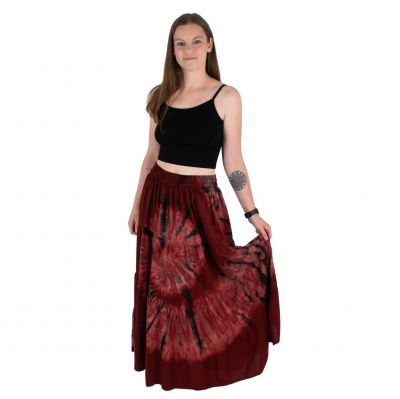 Długa spódnica w stylu batikowym Gitonga Burgundy Red | UNI